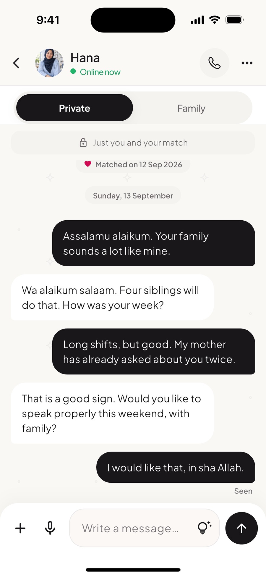 Actual app 3. Your conversation